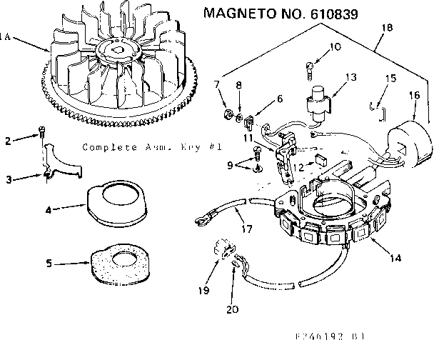 Magneto Diagram and Parts List for 143246192  Craftsman Engine