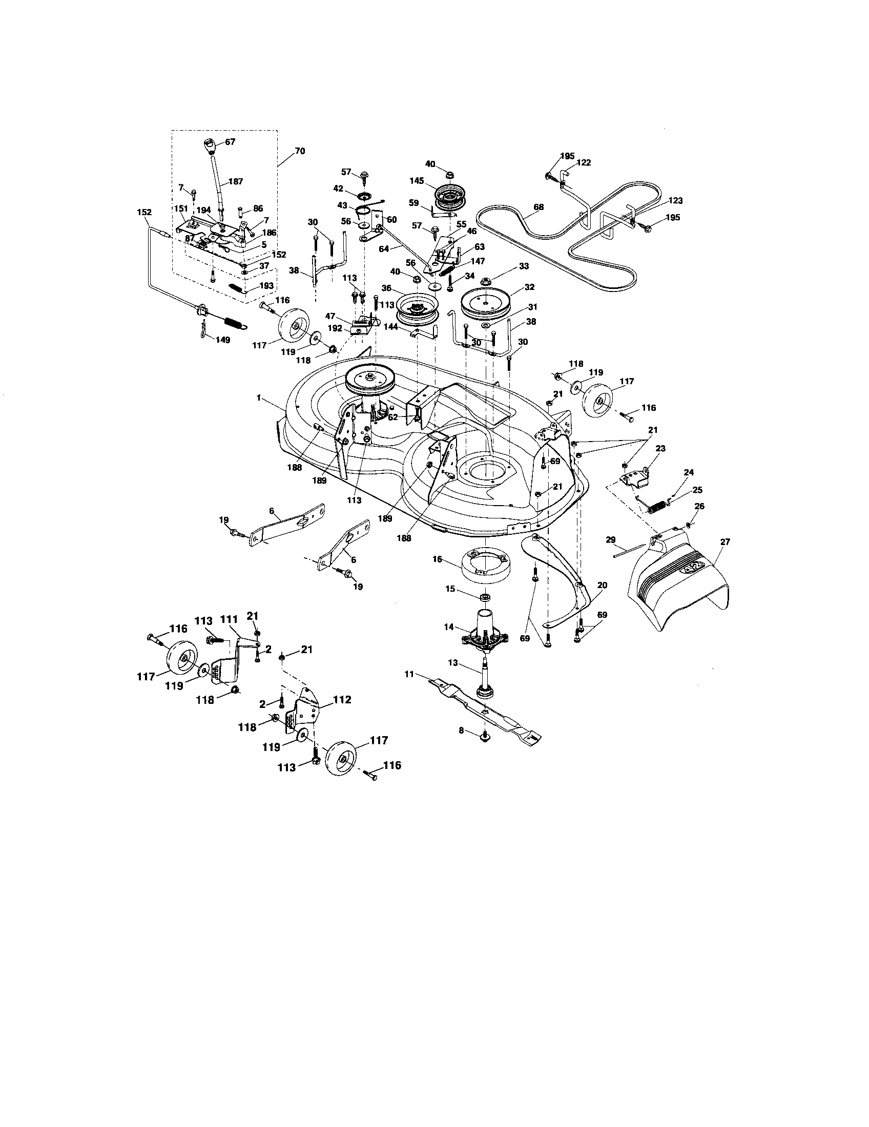 Mower Deck Diagram and Parts List for 917276682  Craftsman Lawn Tractor