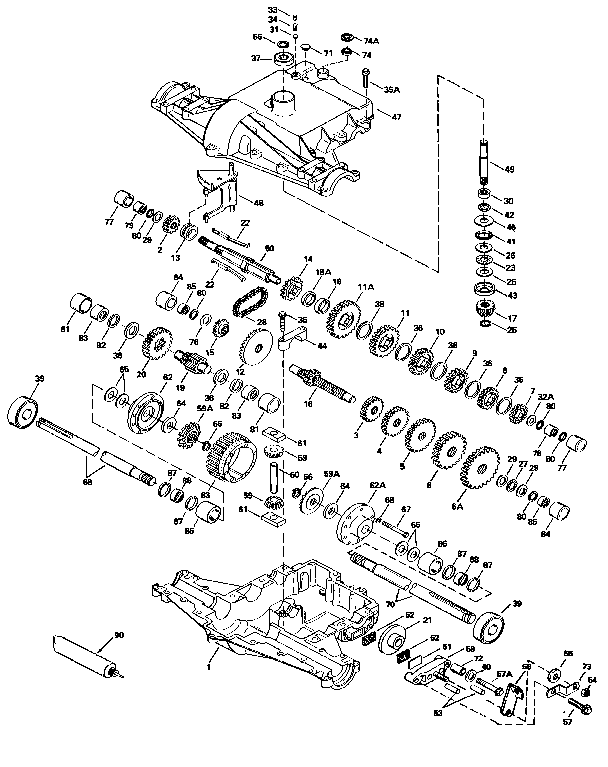 Replacement Parts Diagram and Parts List for 143820-016A  Craftsman Lawn Tractor