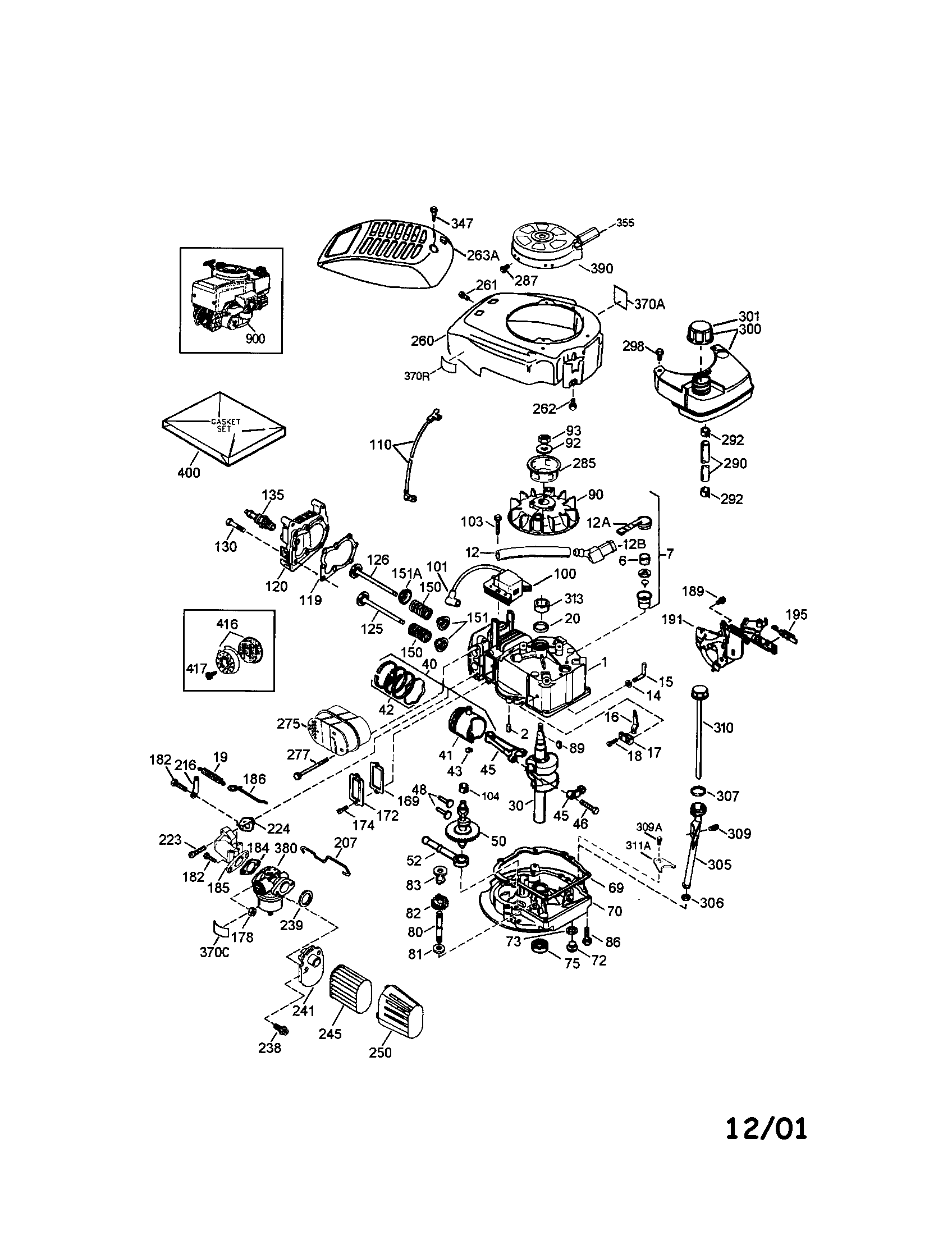 Engine Diagram and Parts List for 143016724  Craftsman Engine