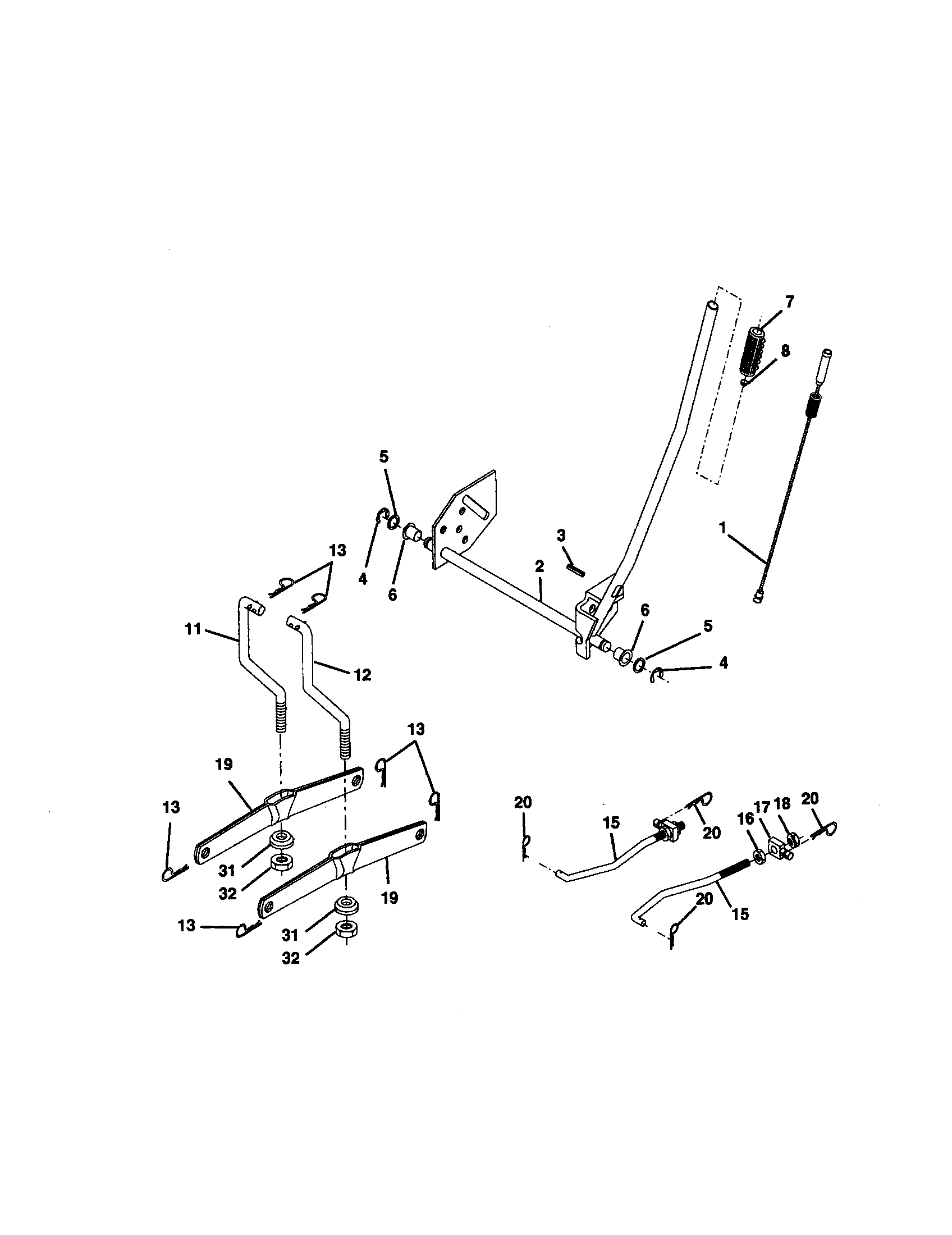 Lift Diagram and Parts List for 917271630  Craftsman Lawn Tractor