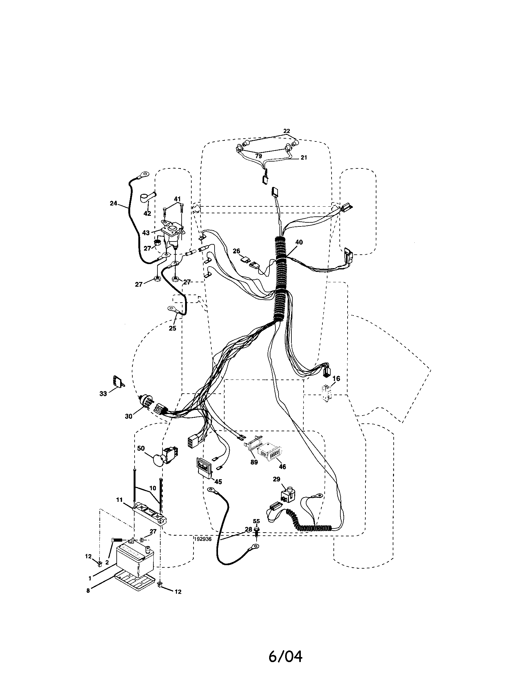 Electrical Diagram and Parts List for 9172736404  Craftsman Lawn Tractor