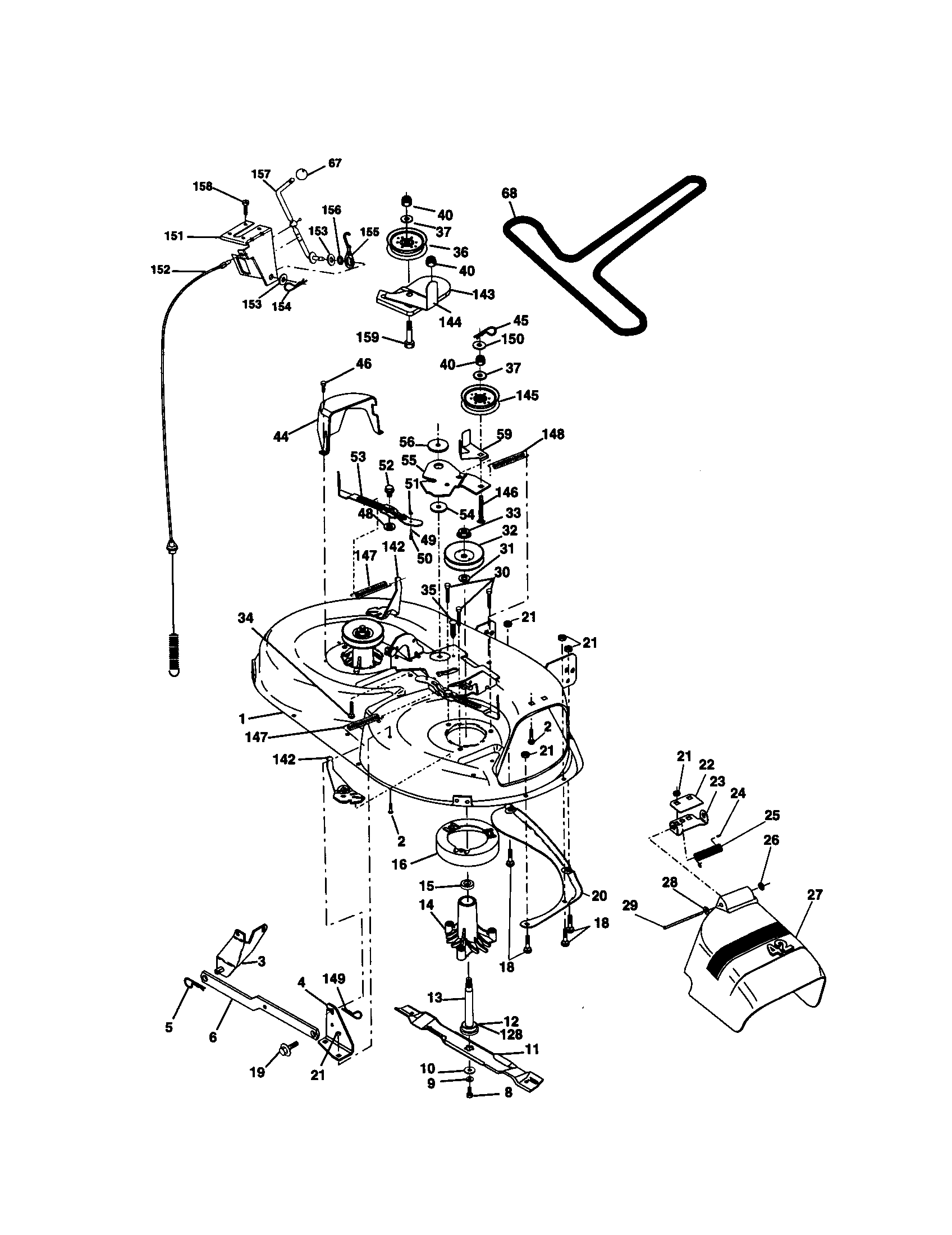 Mower Deck Diagram and Parts List for 917270531  Craftsman Lawn Tractor