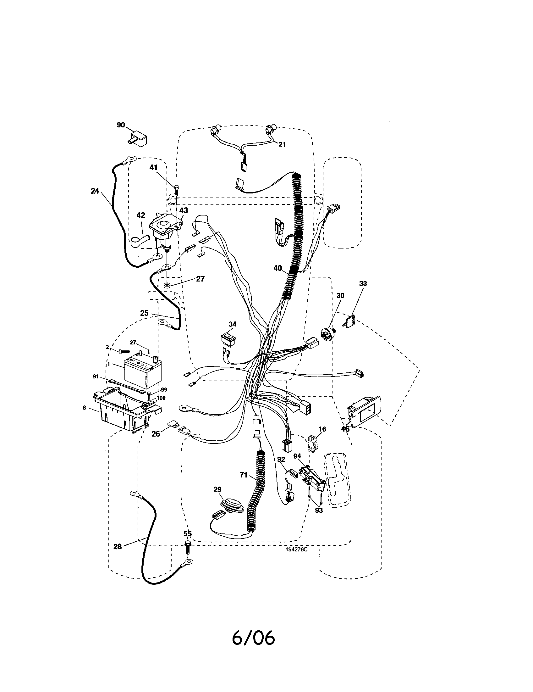Electrical Diagram and Parts List for 917276682  Craftsman Lawn Tractor