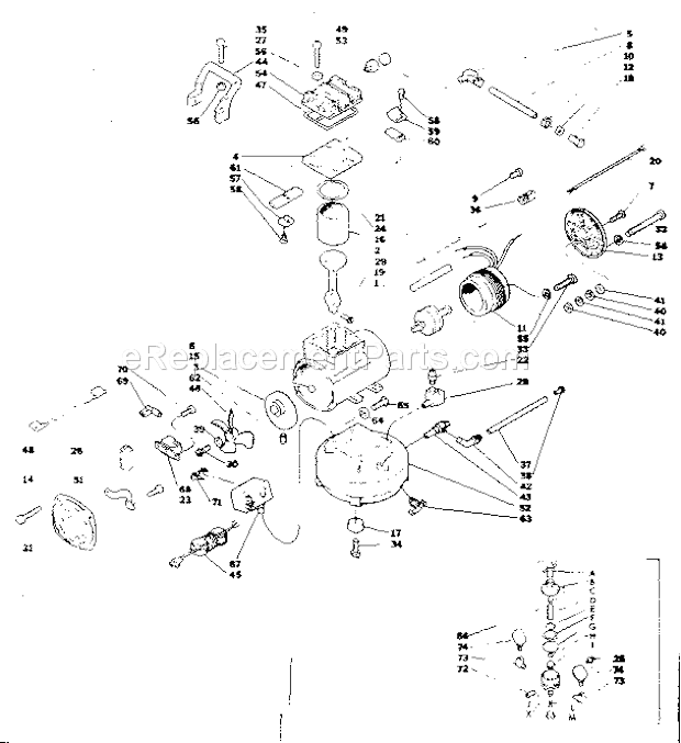 Page A Diagram and Parts List for 283150610  Craftsman Compressor