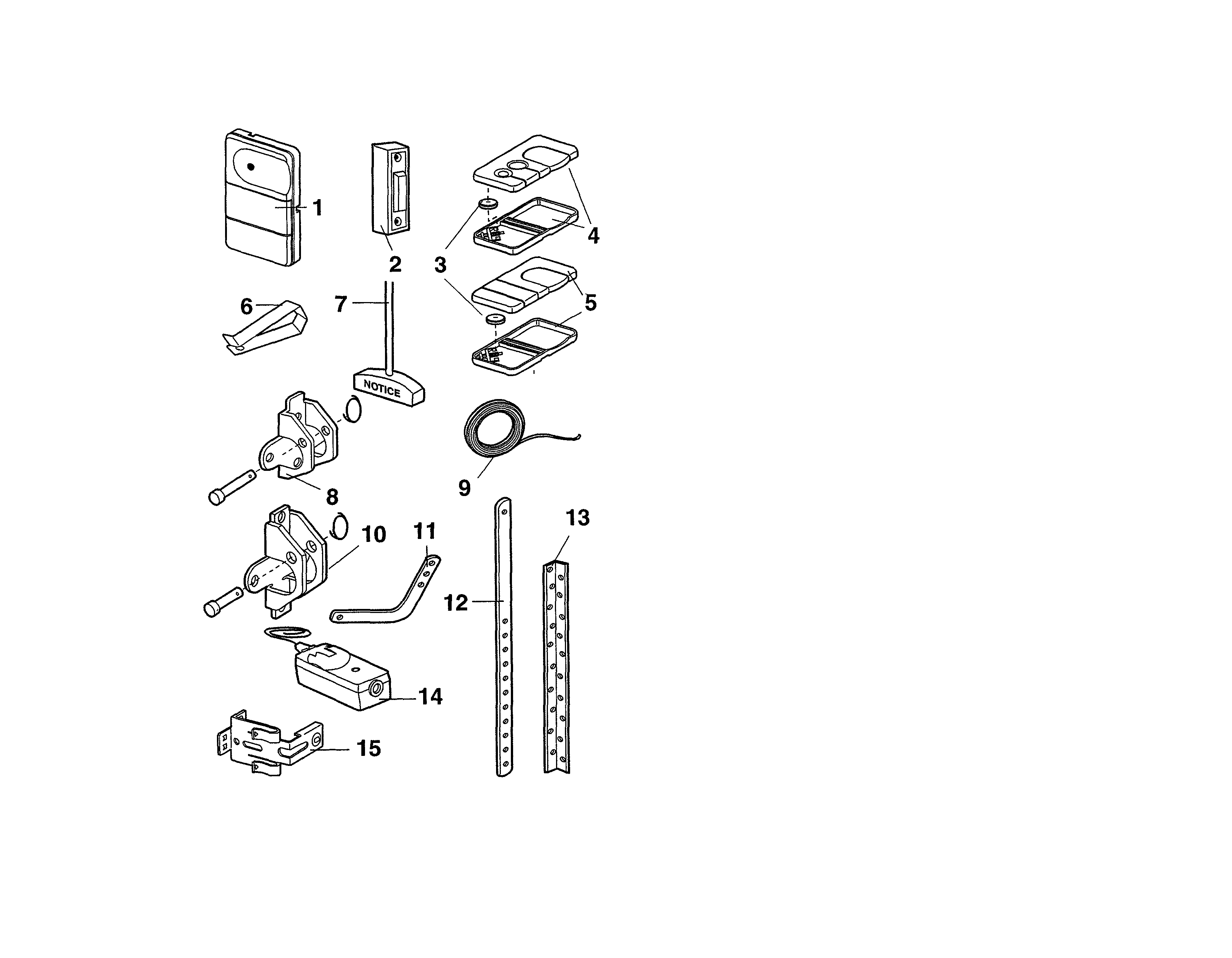 Installation Parts Diagram and Parts List for 13918473D  Craftsman Garage Door Opener