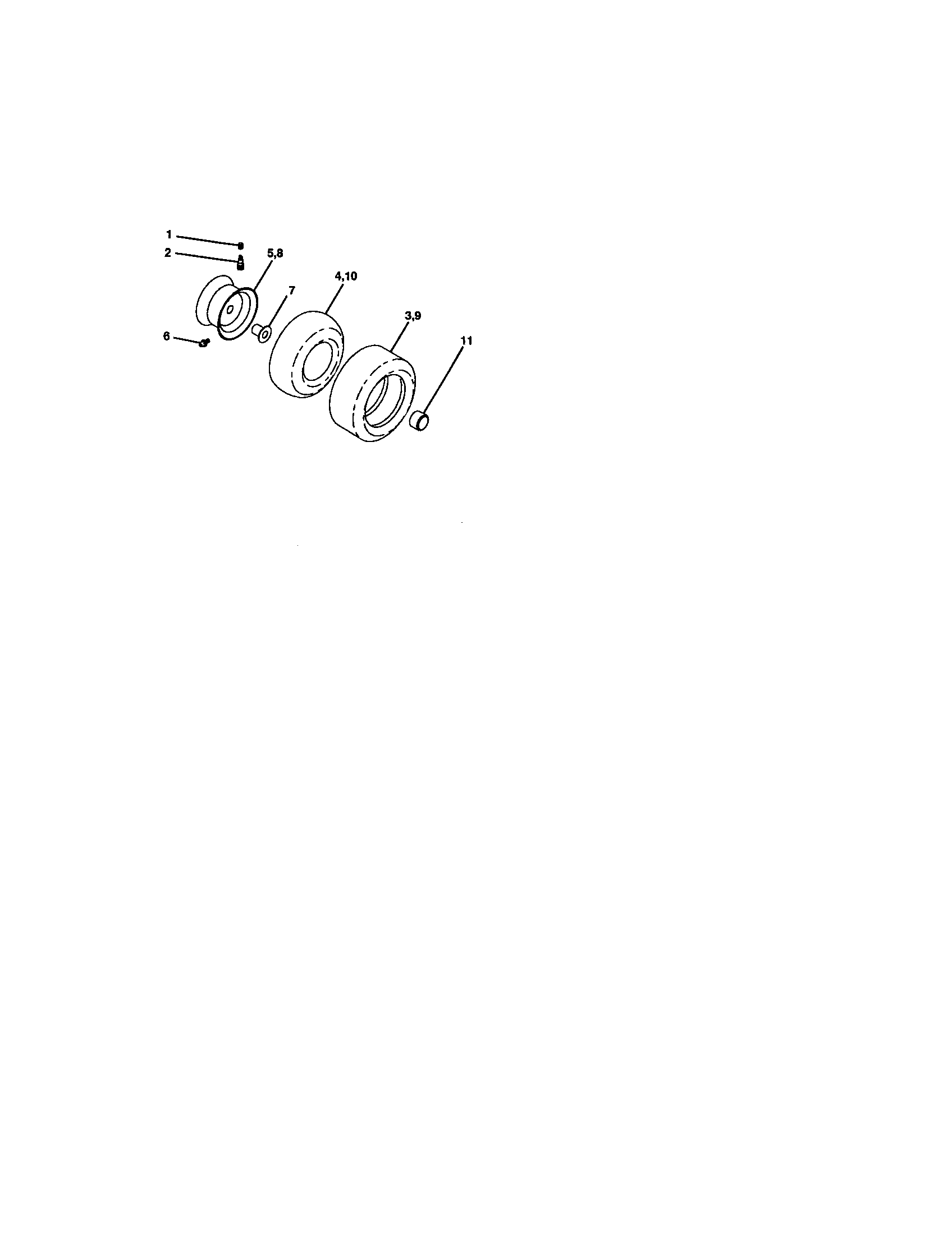 Wheels And Tires Diagram and Parts List for 917272061  Craftsman Lawn Tractor