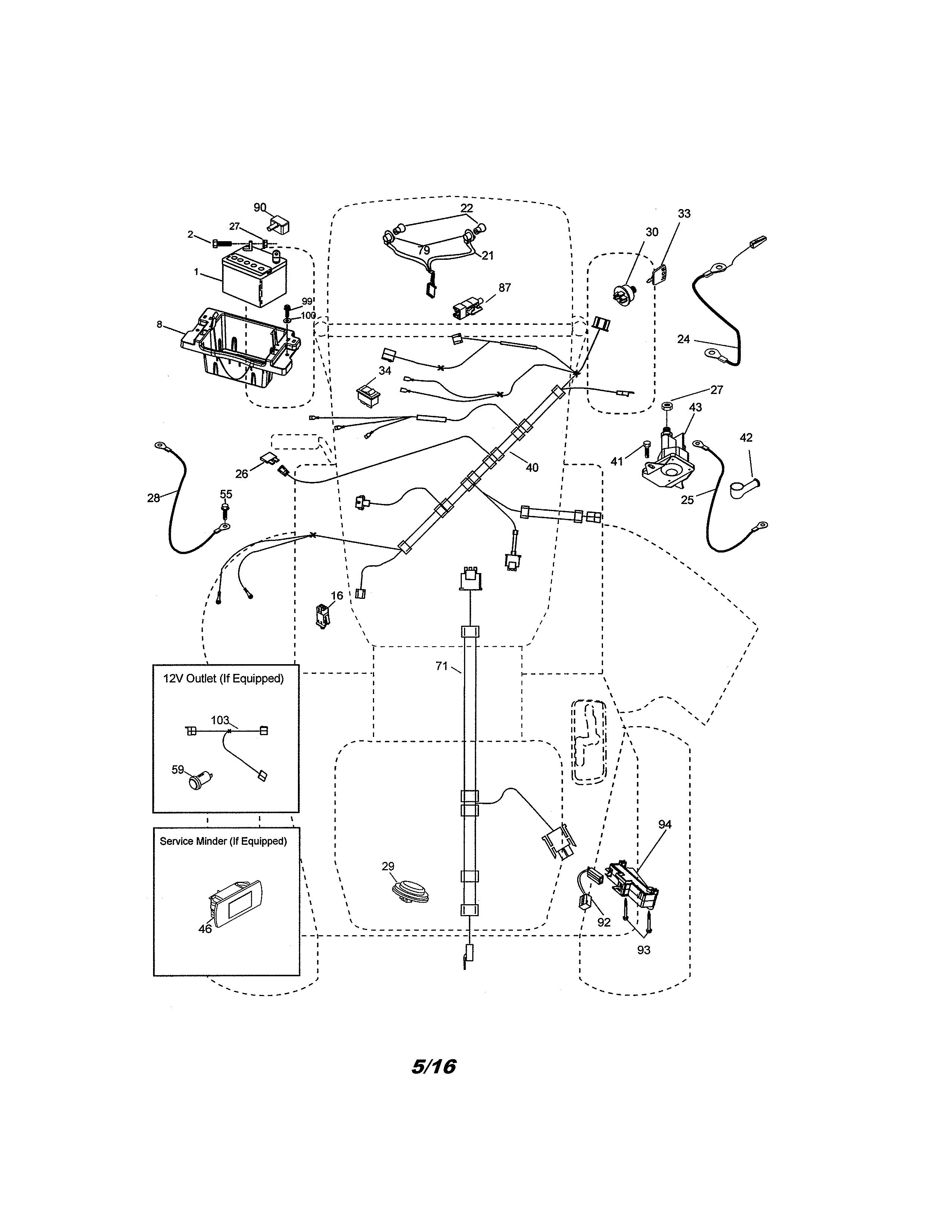 Electrical Diagram and Parts List for 917203824  Craftsman Lawn Tractor