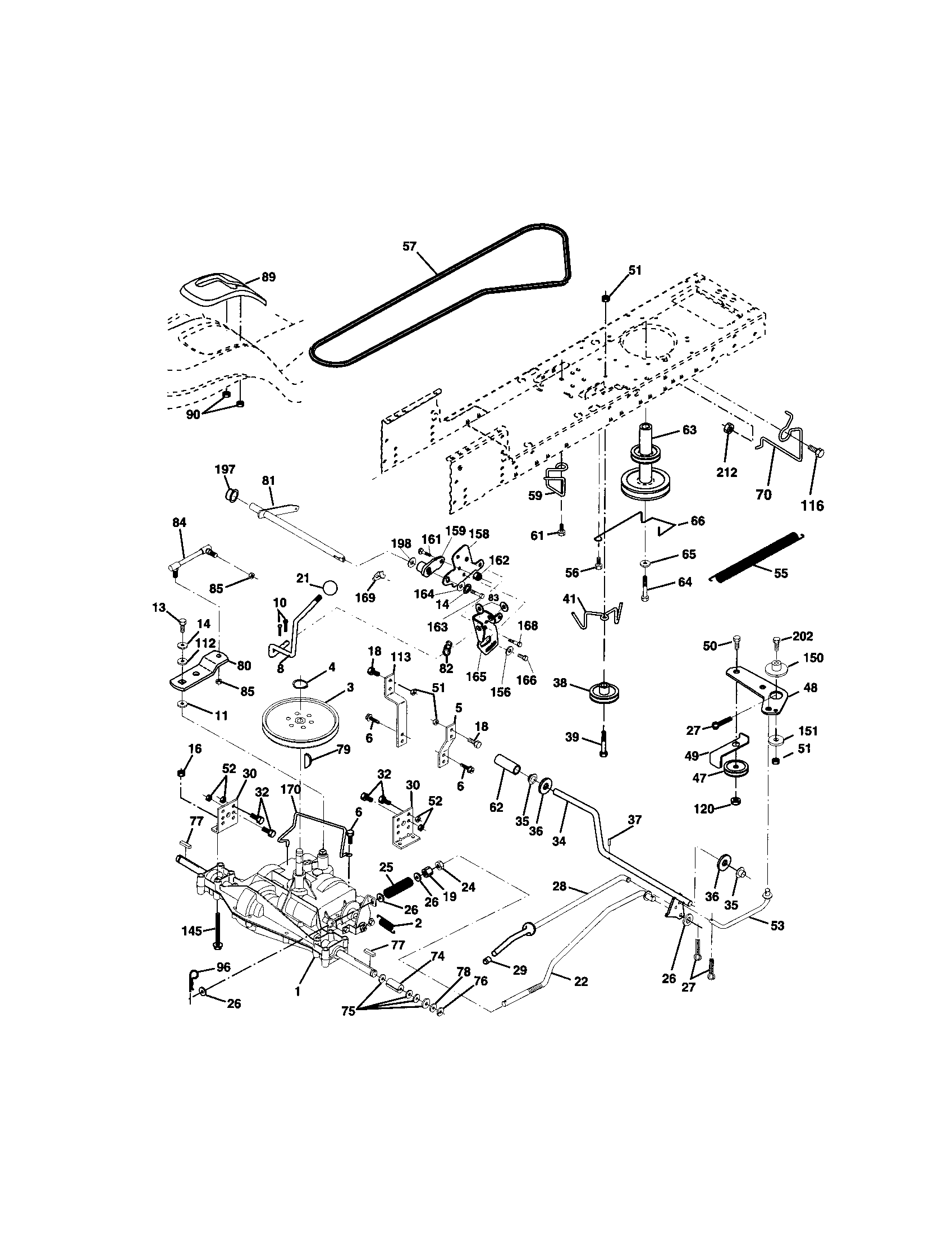 Ground Drive Diagram and Parts List for 917272075  Craftsman Lawn Tractor