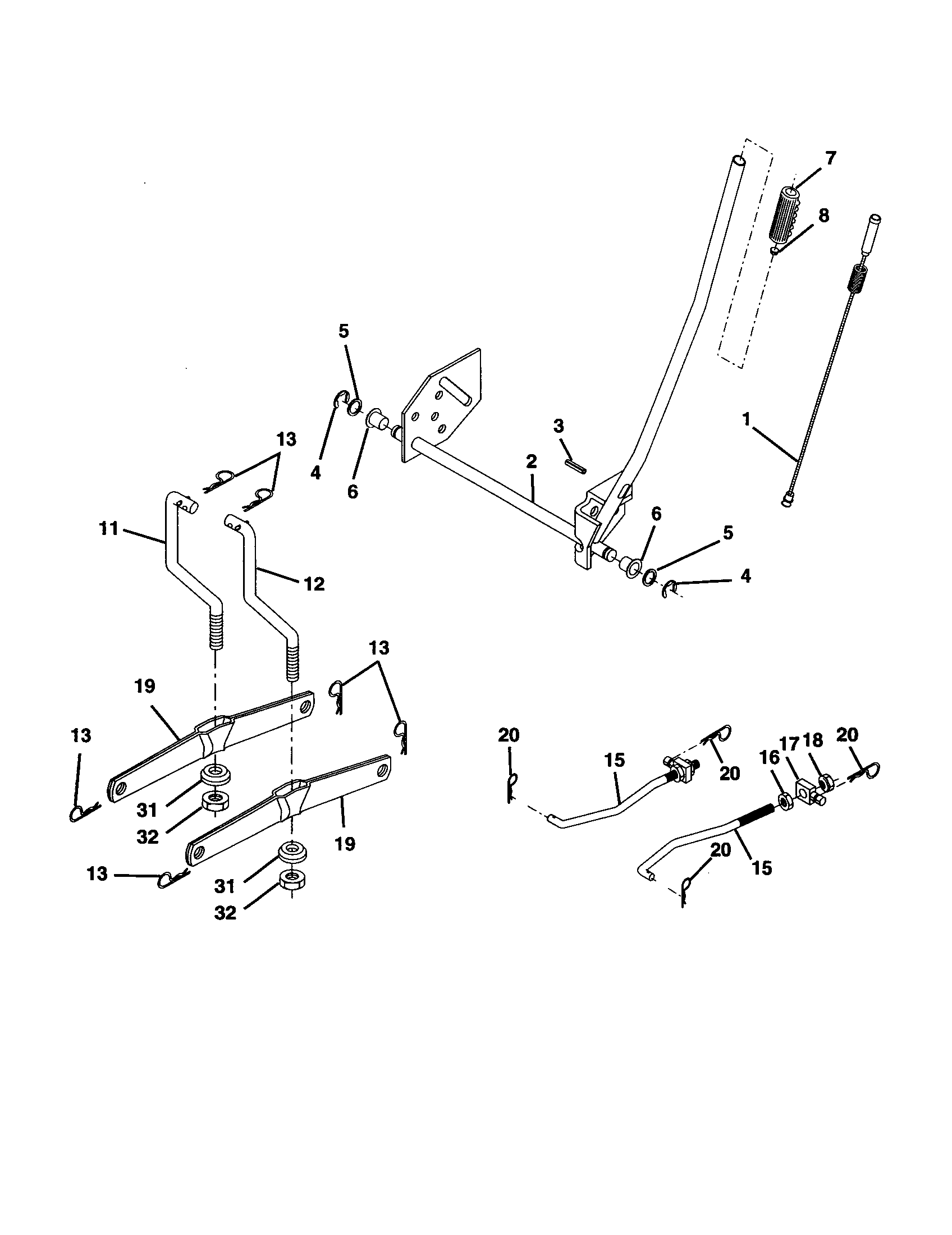 Mower Lift Diagram and Parts List for 917277320  Craftsman Lawn Tractor