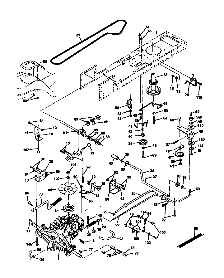 Ground Drive Diagram and Parts List for 917271380  Craftsman Lawn Tractor