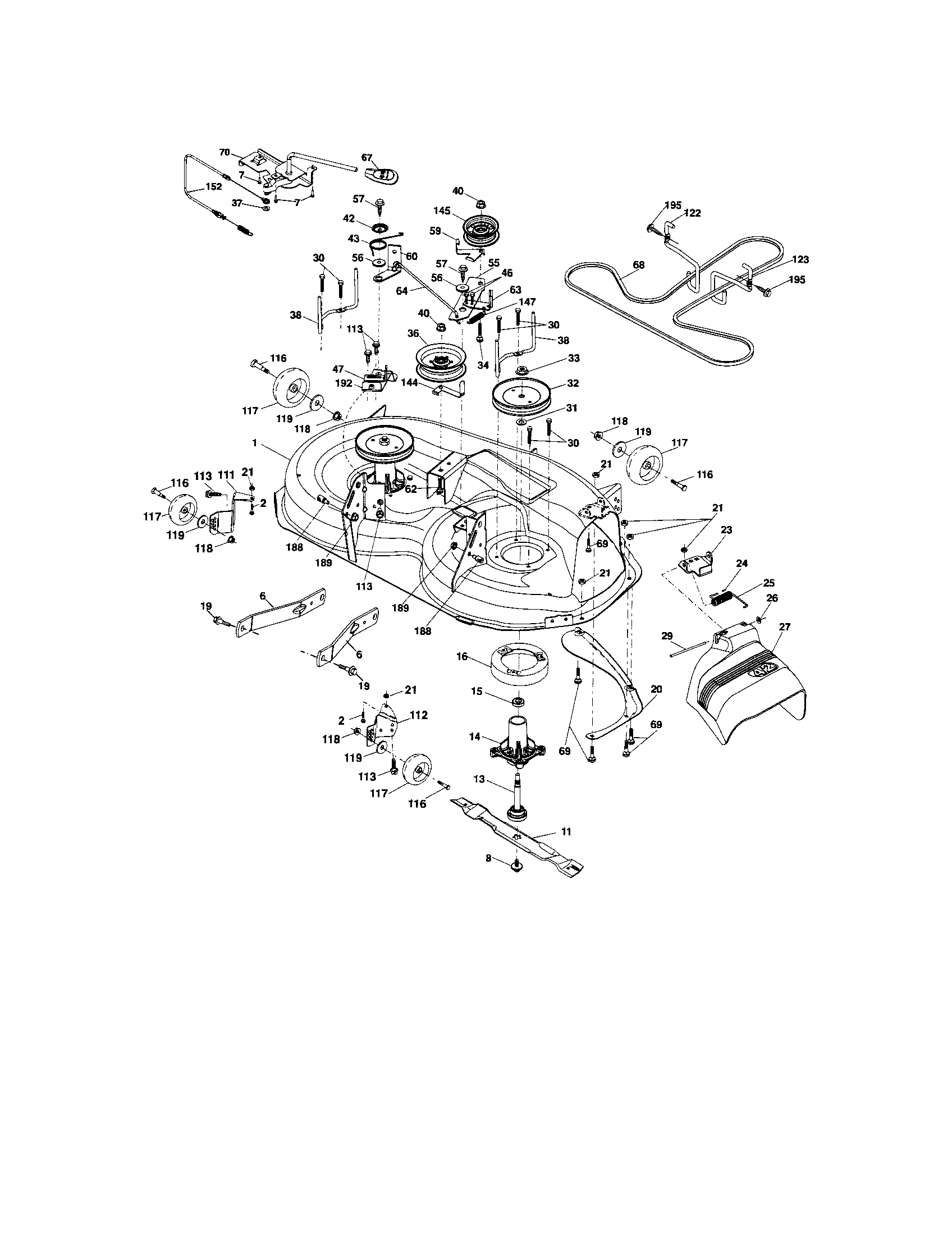 Mower Deck Diagram and Parts List for 917286260  Craftsman Lawn Tractor