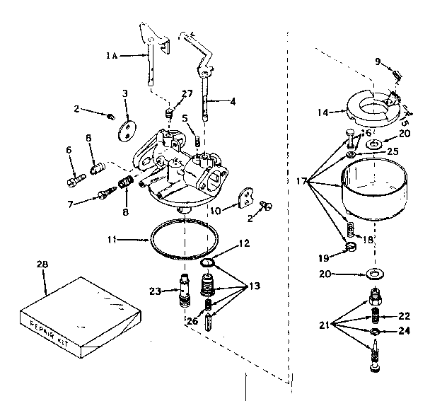 Carburetor Diagram and Parts List for 143572032  Craftsman Engine