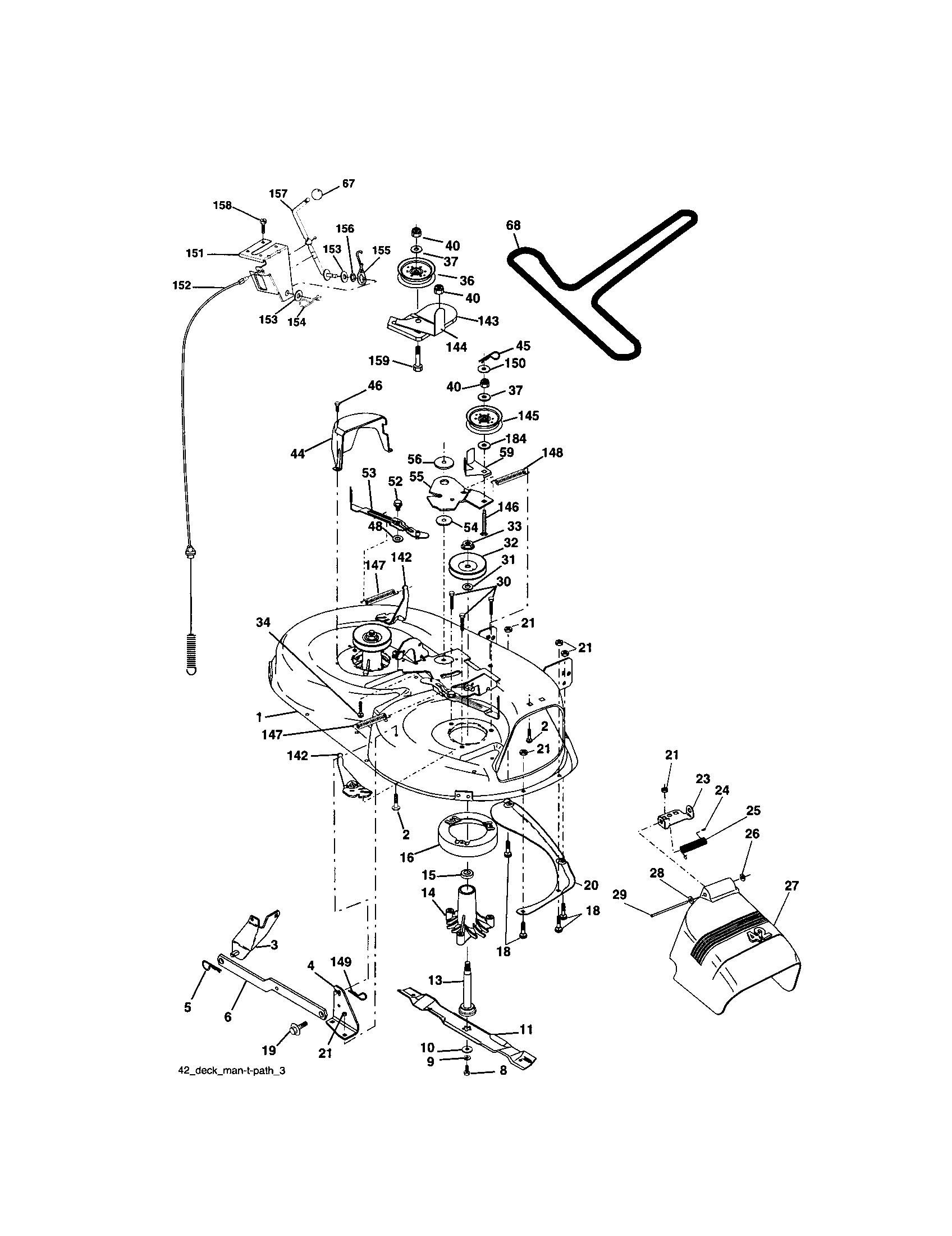 Mower Deck Diagram and Parts List for 917272351  Craftsman Lawn Tractor