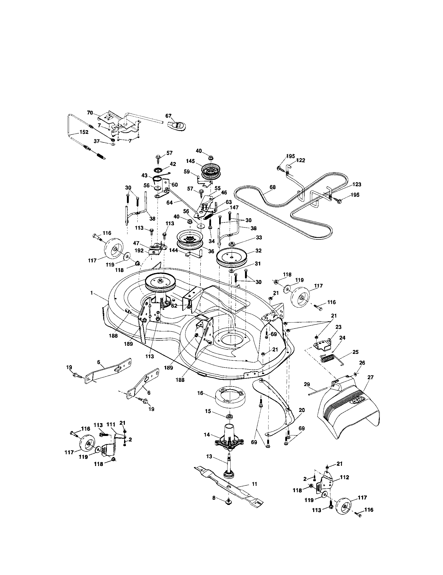 Mower Deck Diagram and Parts List for 917286340  Craftsman Lawn Tractor