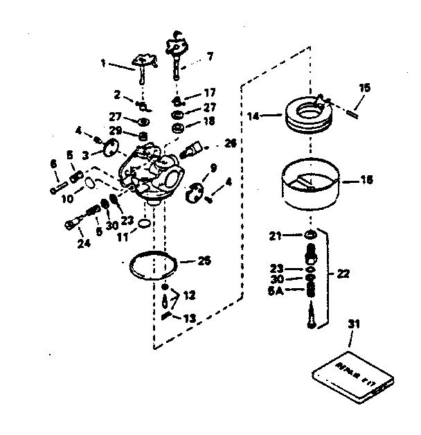 Carburetor Diagram and Parts List for 143376072  Craftsman Engine