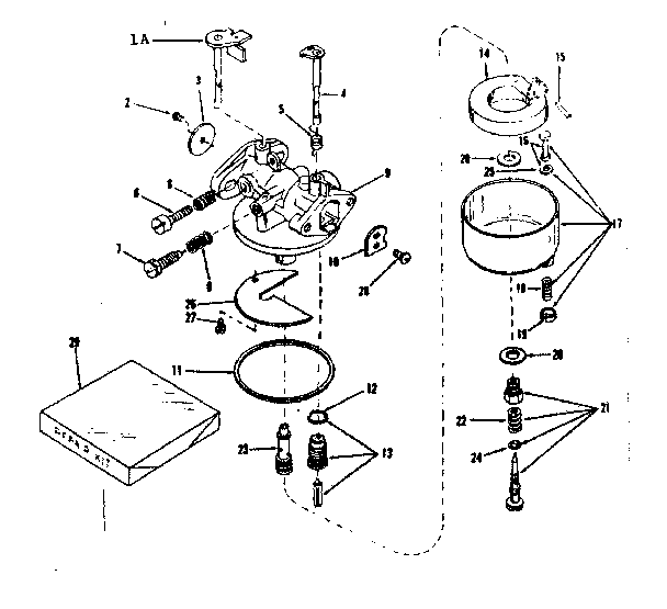 Carburetor Diagram and Parts List for 143125021  Craftsman Engine