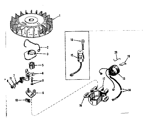 Magneto No. 610690 Diagram and Parts List for 143534012  Craftsman Engine