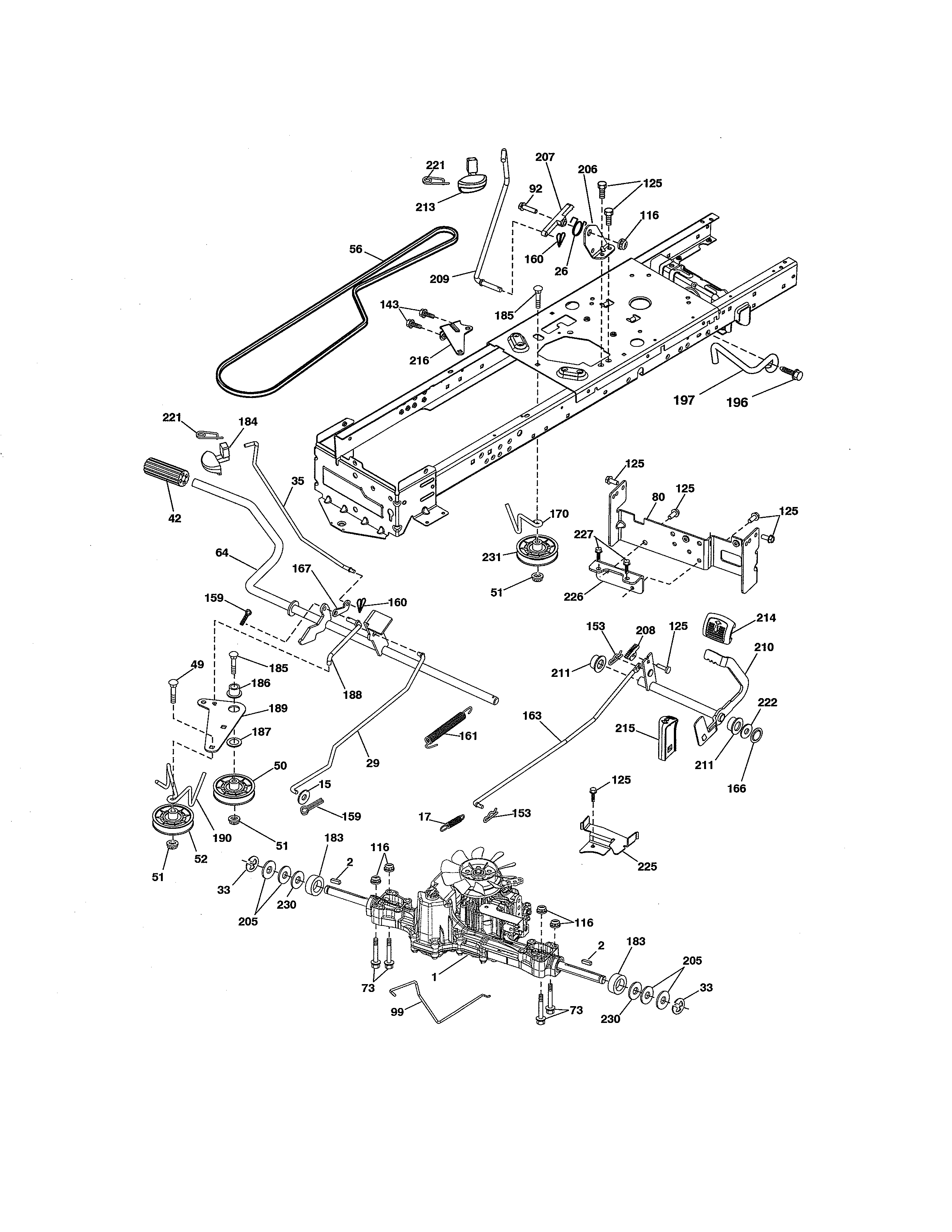 Ground Drive Diagram and Parts List for 917280084  Craftsman Lawn Tractor