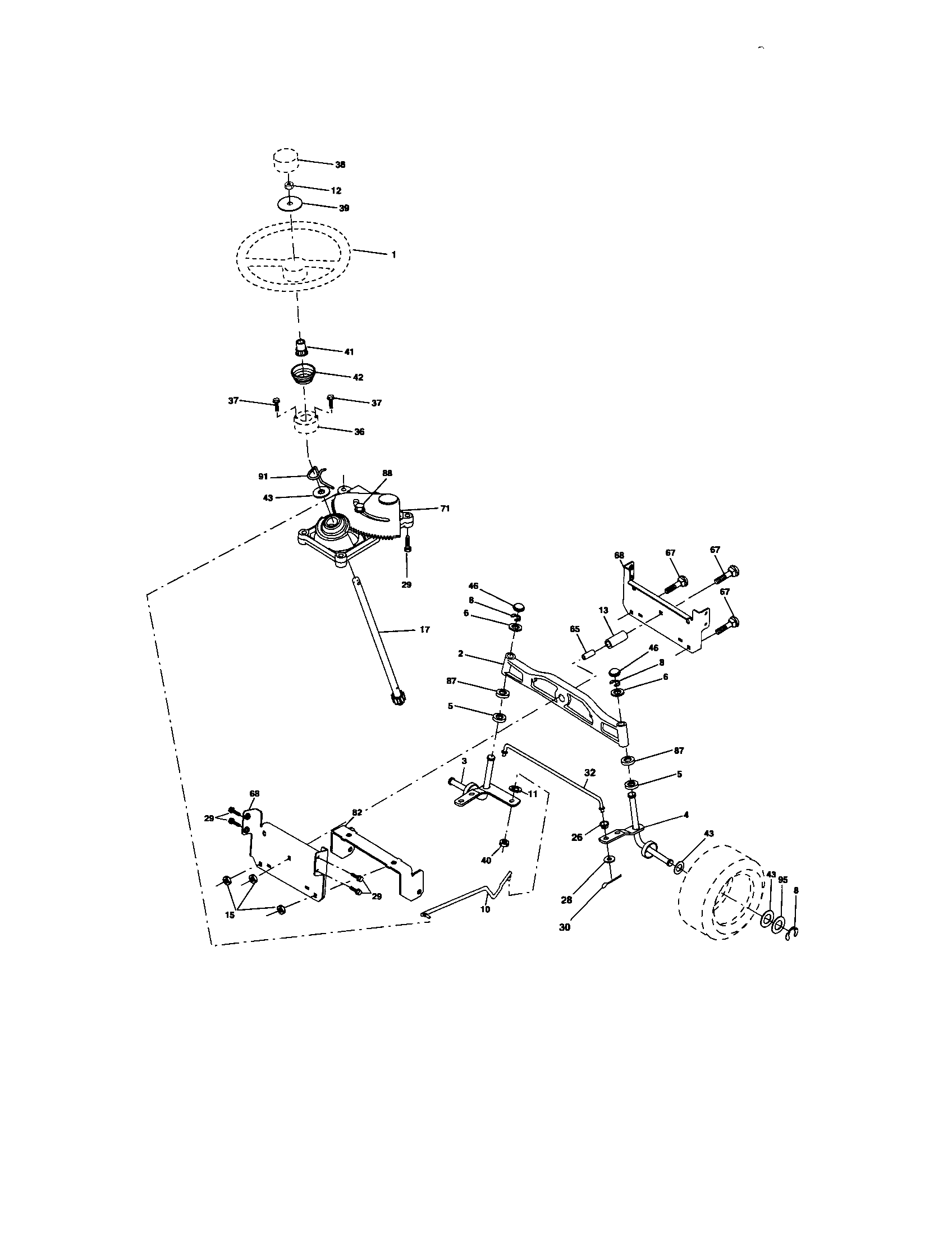 Steering Diagram and Parts List for 917275670  Craftsman Lawn Tractor