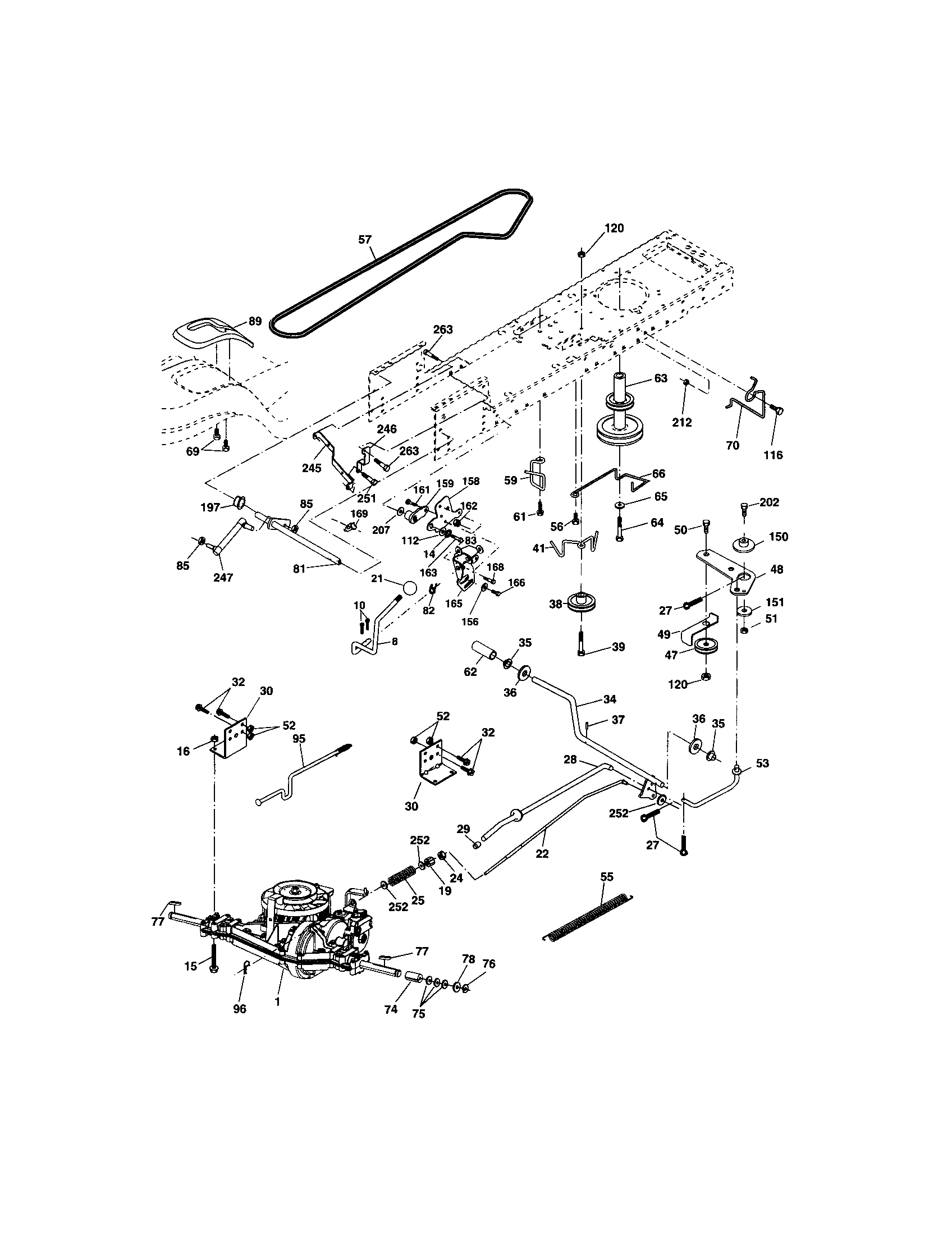 Ground Drive Diagram and Parts List for 917273404  Craftsman Lawn Tractor