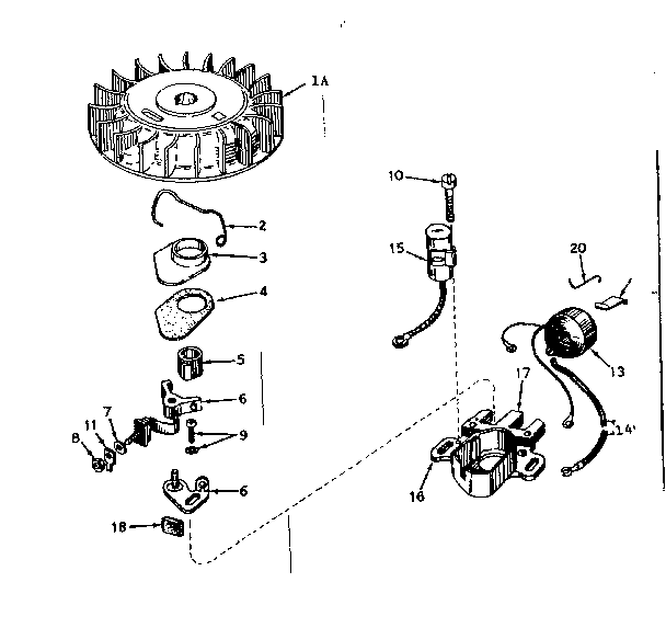 Magneto No. 610689a Diagram and Parts List for 143577042  Craftsman Engine