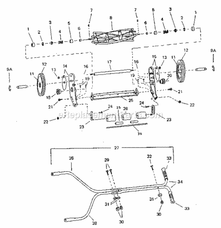 Page A Diagram and Parts List for 29191603  Craftsman Lawn Mower
