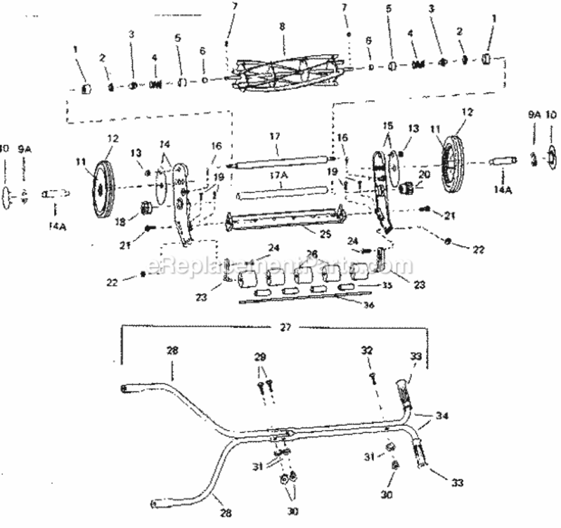 Page A Diagram and Parts List for 29191621  Craftsman Lawn Mower
