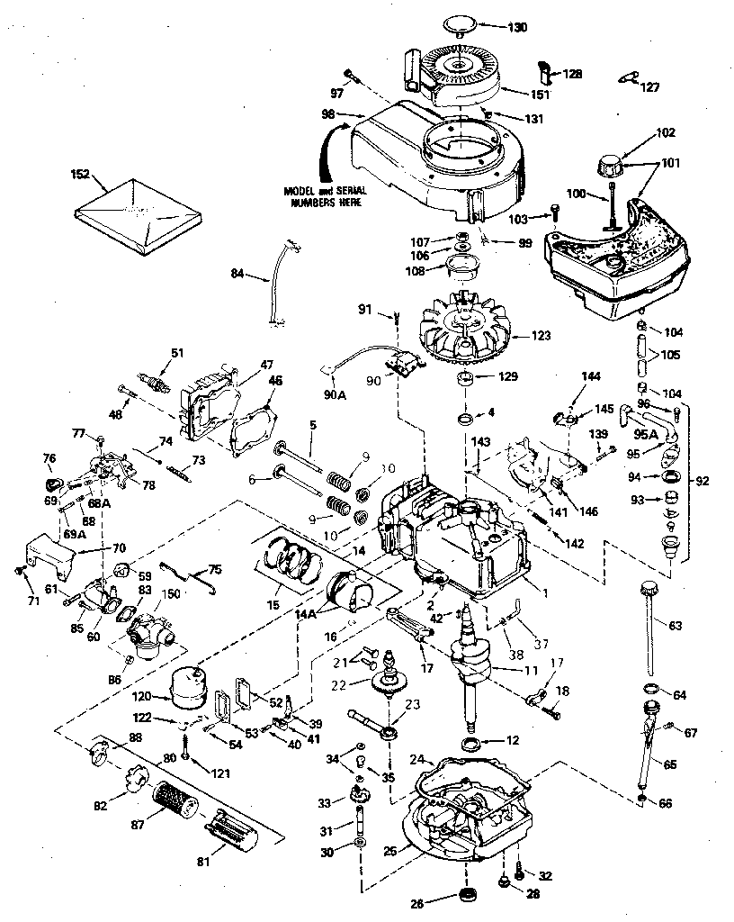 Replacement Parts Diagram and Parts List for 143394052  Craftsman Engine