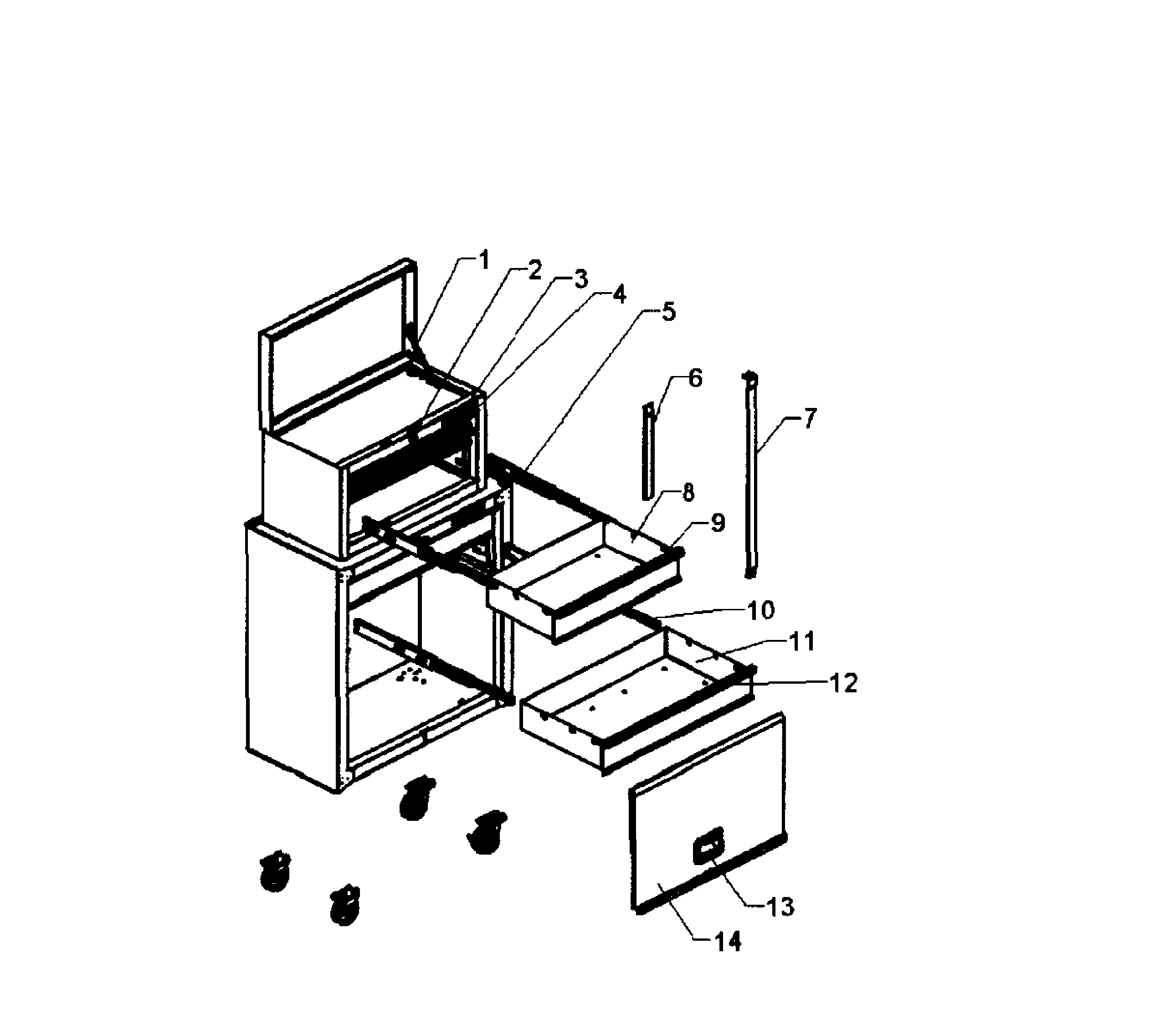 Tool Chest Diagram and Parts List for 70646460  Craftsman Tool Stand & Cart