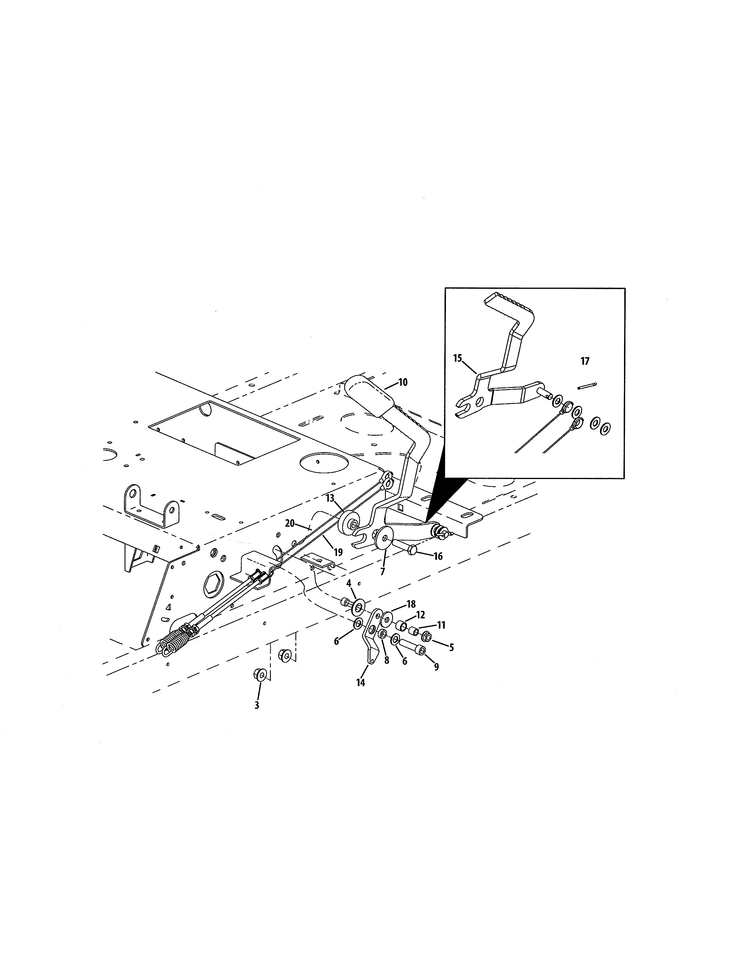 Brake Cable Diagram and Parts List for 247250030  Craftsman Engine