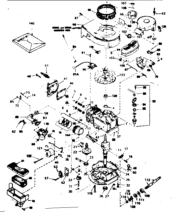 Engine Diagram and Parts List for 143364102  Craftsman Engine