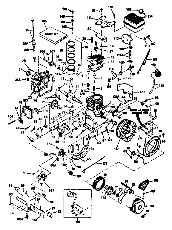 Replacement Parts Diagram and Parts List for 143764072  Craftsman Engine
