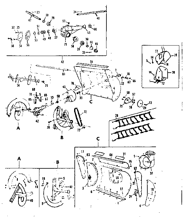 Auger Housing Assembly Diagram and Parts List for 53682560  Craftsman Snow Blower