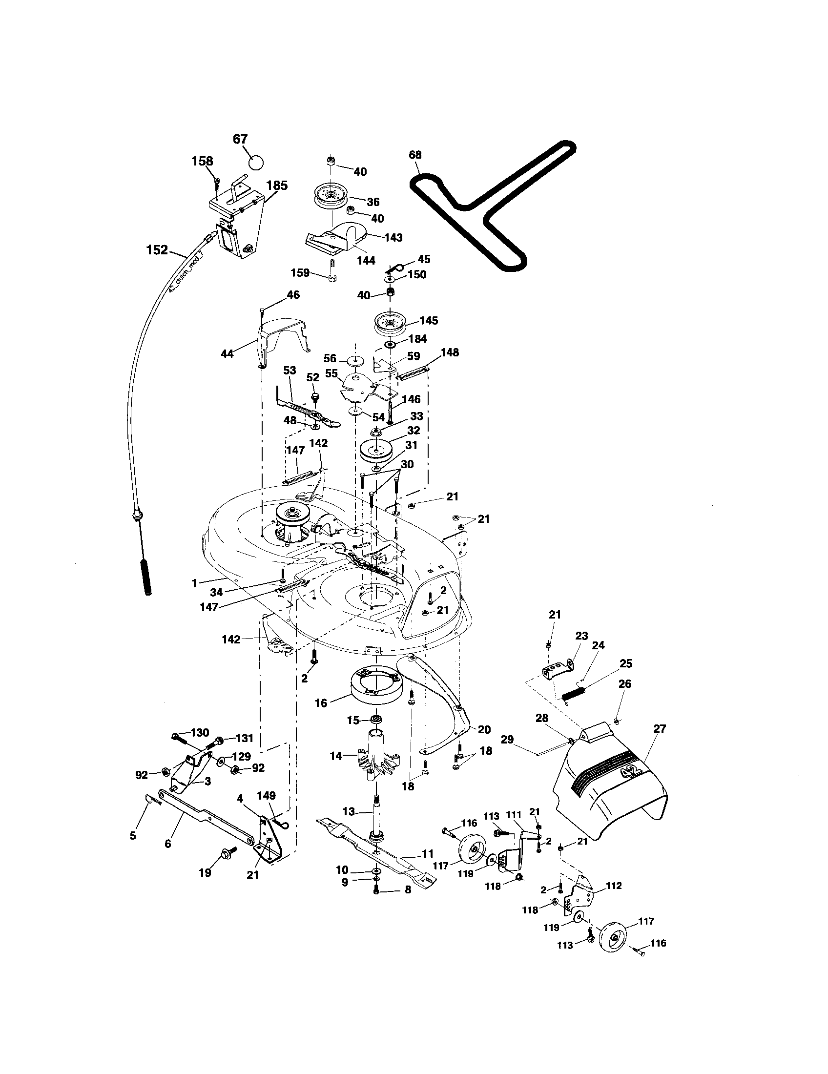 Mower Deck Diagram and Parts List for 917276781  Craftsman Lawn Tractor