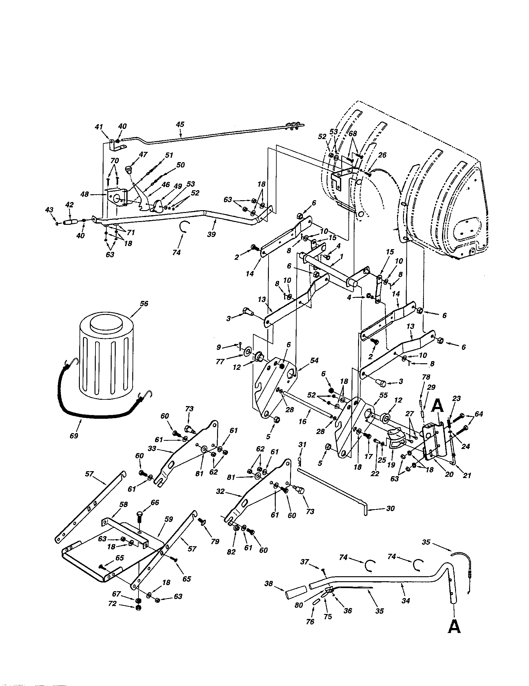 Plastic Keg/mounting Plate Diagram and Parts List for 486248391  Craftsman Snow Blower