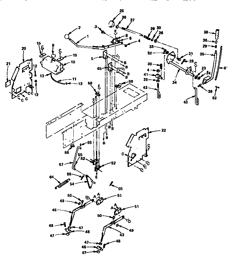 Lift Adjustment Diagram and Parts List for 917255727  Craftsman Lawn Tractor