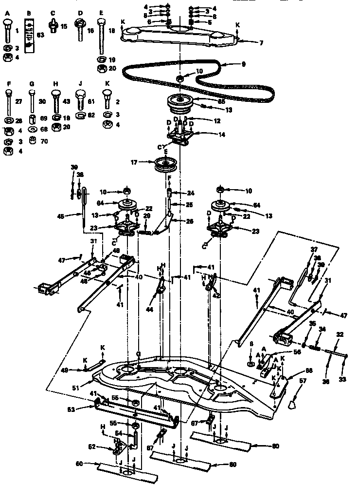 Mower Deck- Key Parts 37-66 Diagram and Parts List for 917253652  Craftsman Lawn Mower