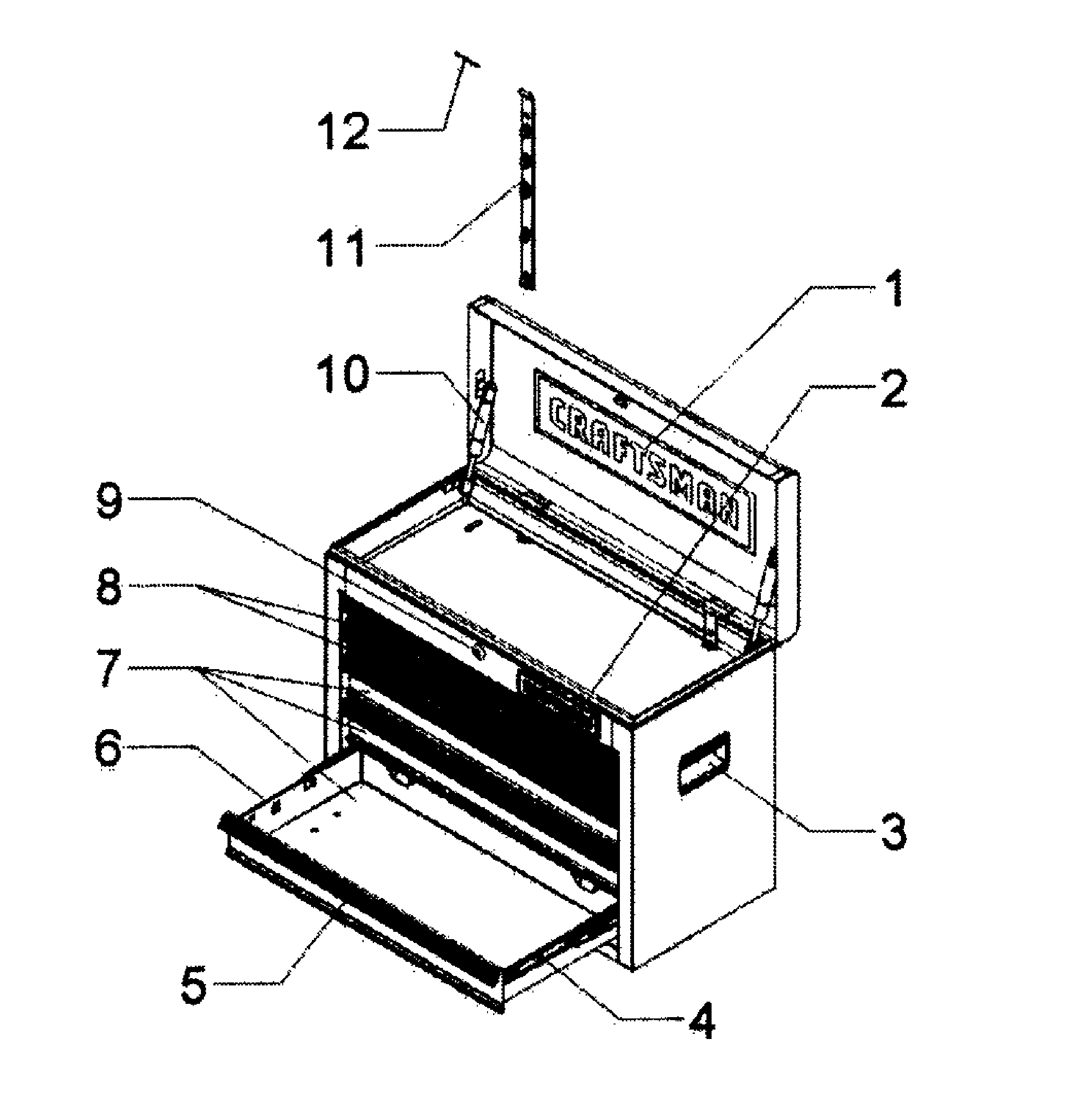 Tool Chest Diagram and Parts List for 706377150  Craftsman Tool Stand & Cart