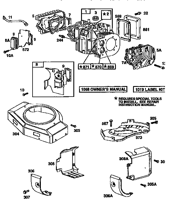 Engine 42a707-1625-01 (71/500) Diagram and Parts List for 917256661  Craftsman Lawn Tractor