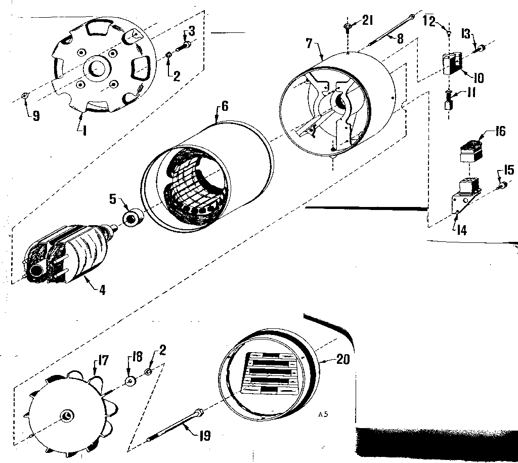 Alternator Diagram and Parts List for 58056042  Craftsman Engine