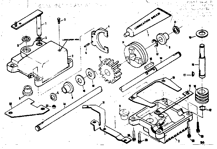 Gear Case Assembly Diagram and Parts List for 131978200  Craftsman Lawn Mower
