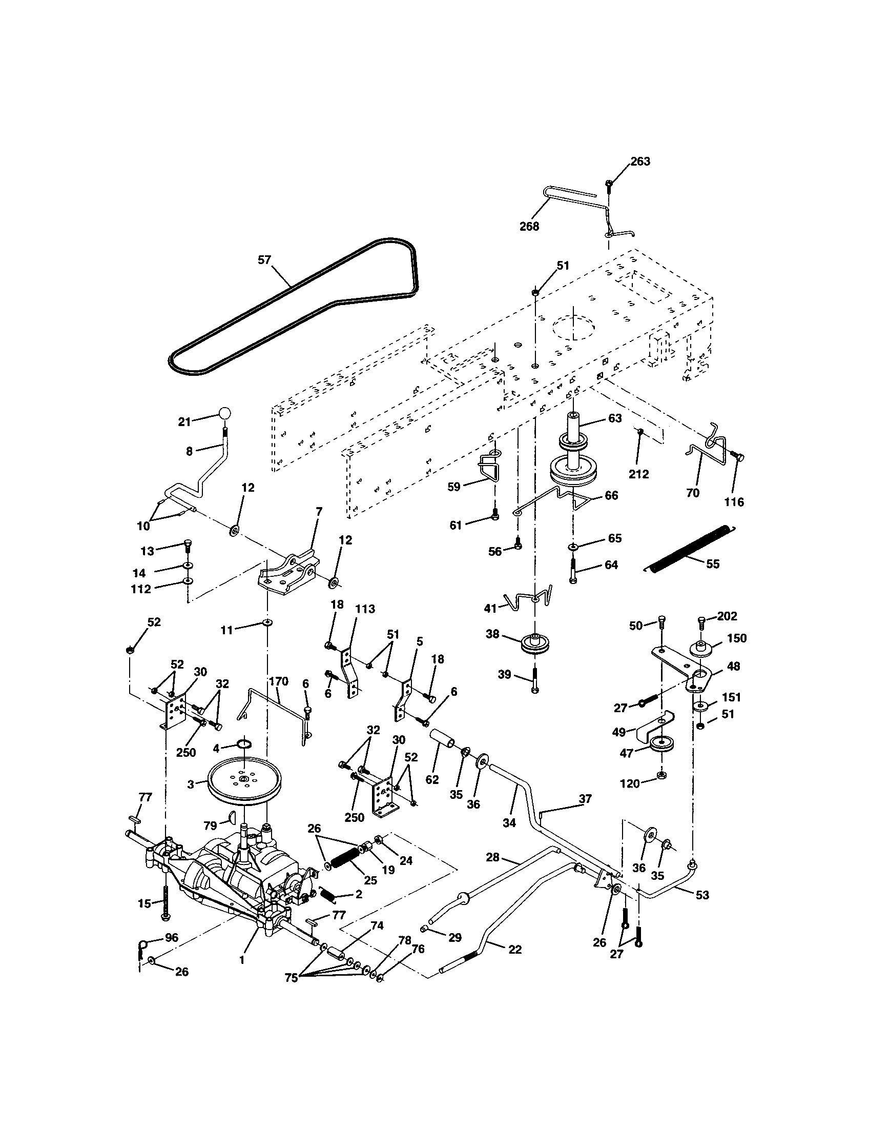 Drive Diagram and Parts List for 917277011  Craftsman Lawn Tractor