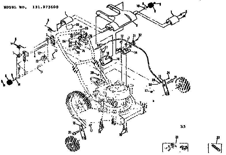 Handle Assembly Diagram and Parts List for 131973600  Craftsman Lawn Mower