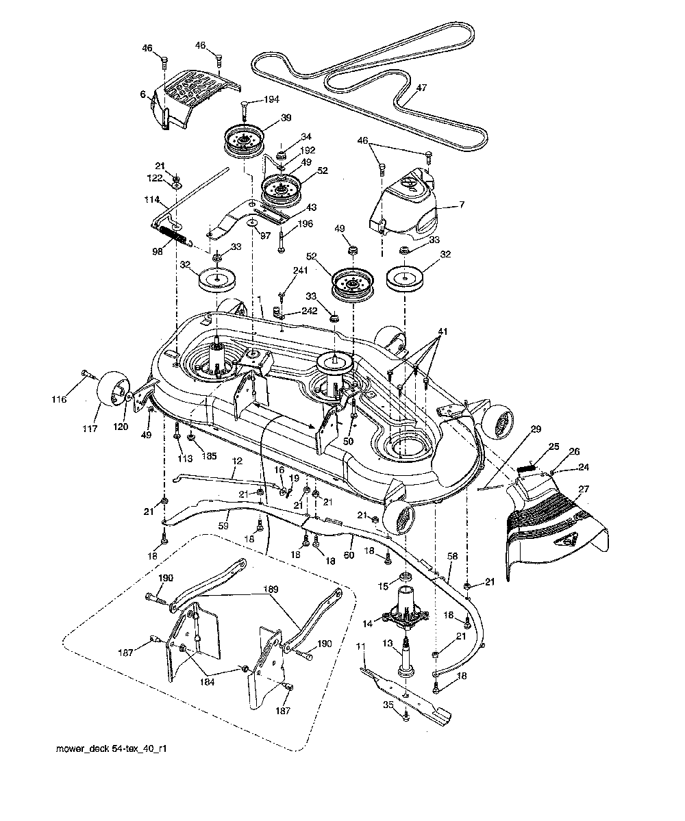 Mower deck Diagram and Parts List for 960420221  Craftsman Lawn Tractor