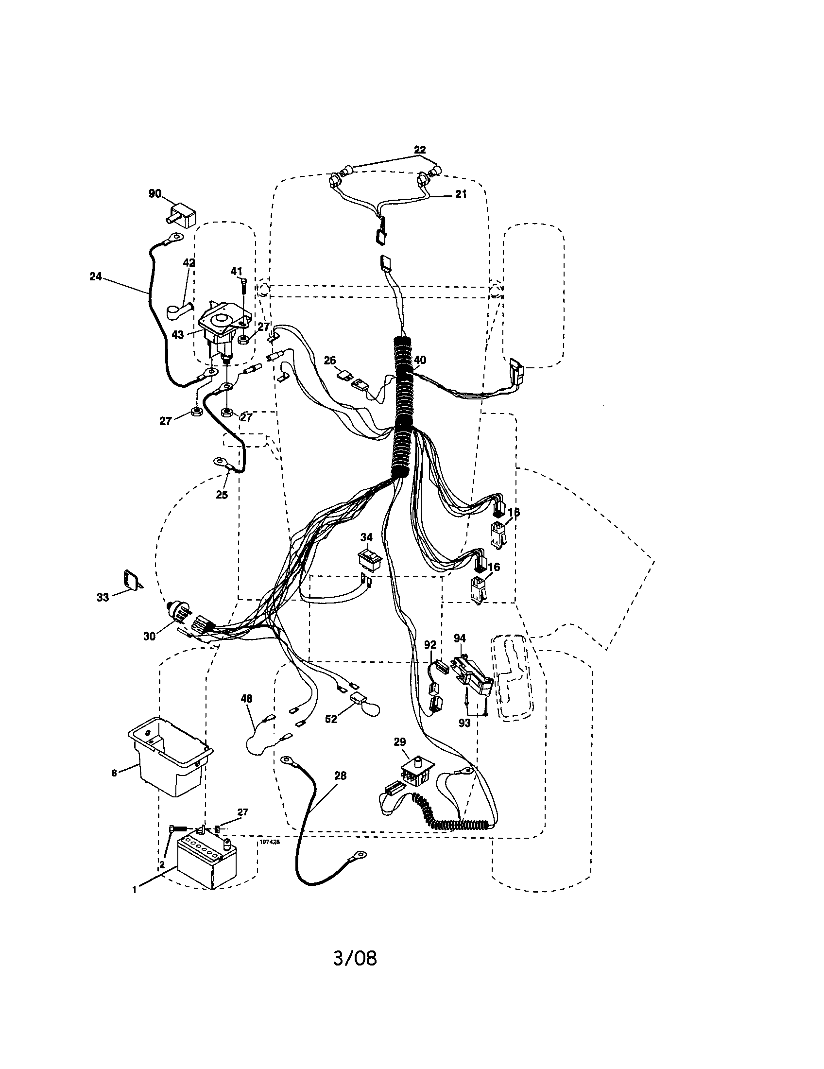Electrical Diagram and Parts List for 917276393  Craftsman Lawn Tractor
