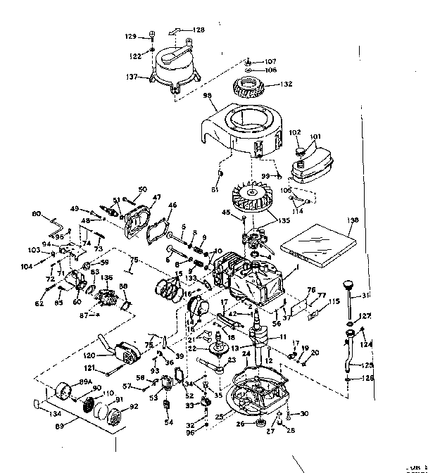Basic Engine Diagram and Parts List for 143174162  Craftsman Engine