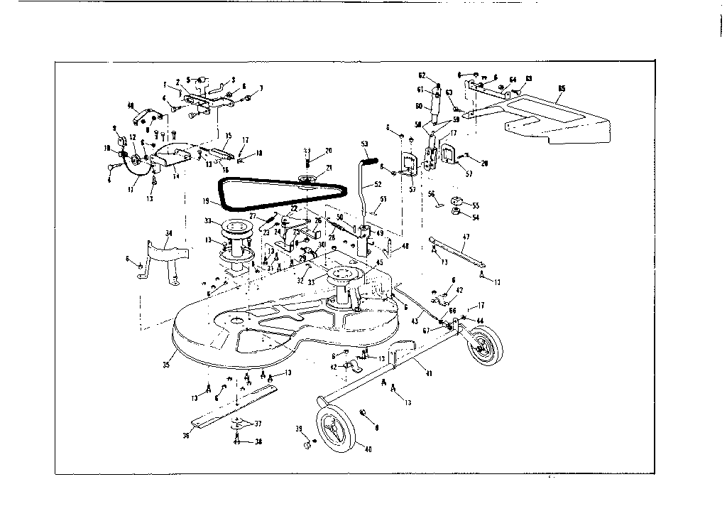 Mower Deck Diagram and Parts List for 53681360  Craftsman Lawn Mower