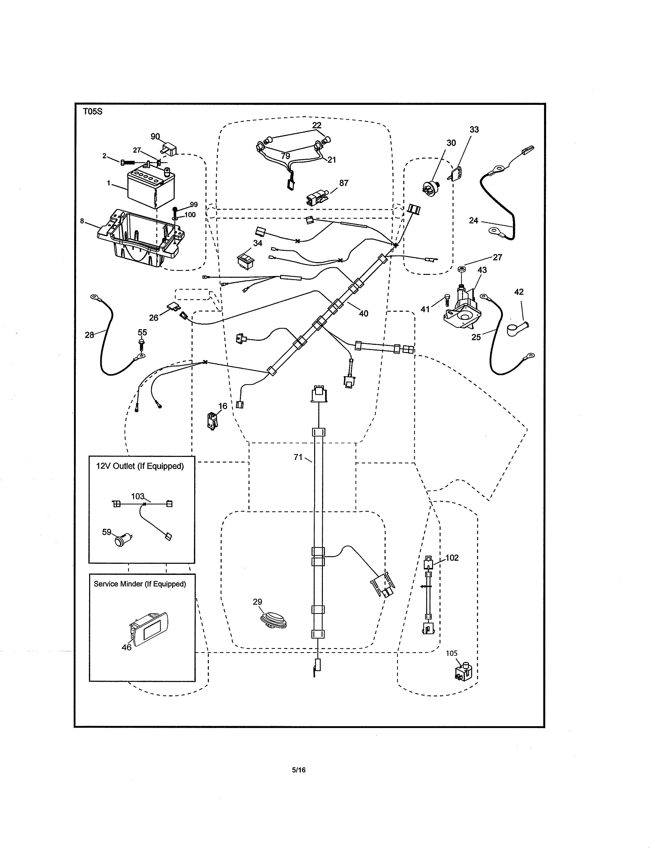 Electrical Diagram and Parts List for 917255840  Craftsman Lawn Tractor