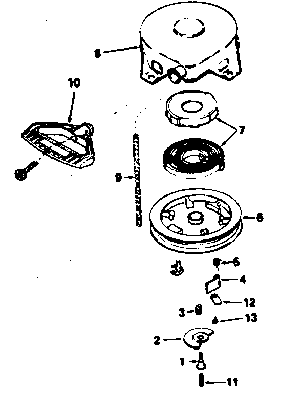 Rewind Starter 580576 Diagram and Parts List for 143784012  Craftsman Engine